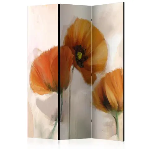 Paravány Paraván poppies - vintage Dekorhome 135x172 cm (3-dílný)
