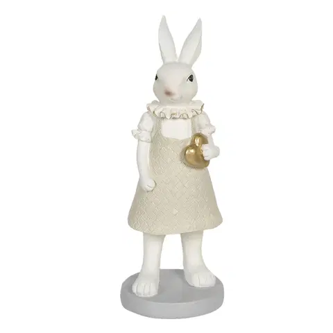 Velikonoční dekorace Dekorace králičí slečny se zlatým srdíčkem - 9*8*20 cm Clayre & Eef 6PR3175