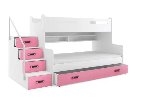 Postele BMS Dětská patrová postel MAX 3 Barva: Růžová
