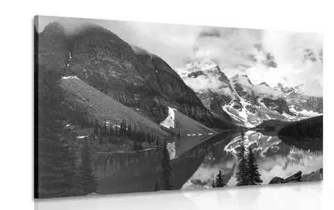 Černobílé obrazy Obraz nádherná horská krajina v černobílém provedení