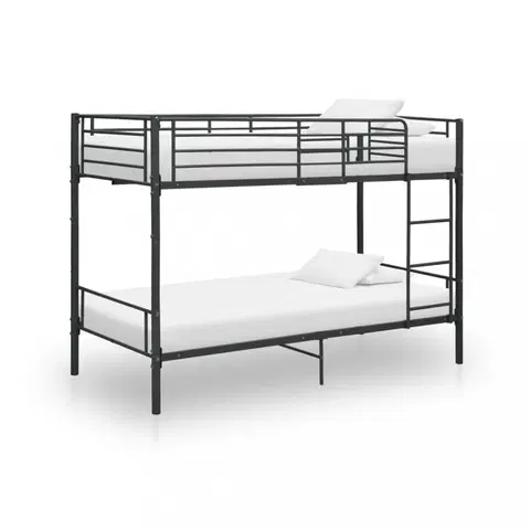 Patrové postele Patrová postel 90x200 cm kov Dekorhome Černá