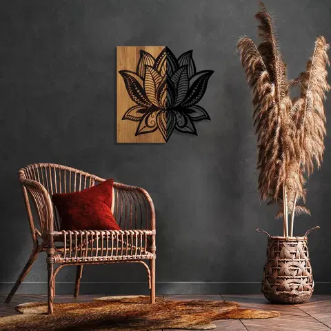 Nástěnné dekorace Nástěnná dekorace dřevo LOTOSOVÝ KVĚT 50 x 58 cm