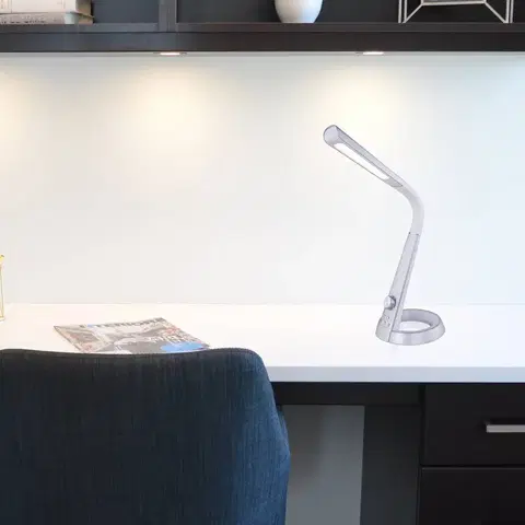 Stolní lampy kancelářské Globo LED stolní lampa Mitti, USB přípojka stříbrná/bílá