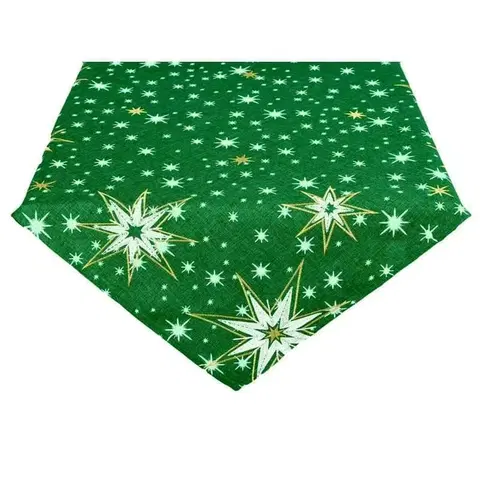 Ubrusy Ubrus Vánoční, Zářivé hvězdy, zelené 40 x 85 cm