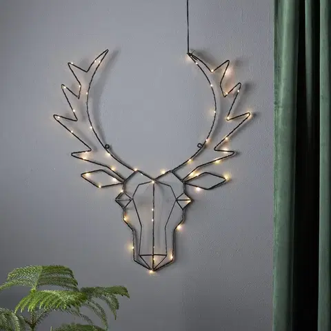 Vánoční vnitřní dekorace STAR TRADING Kupid LED dekorativní světlo, sobí hlava