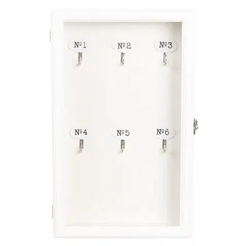 Komody Bílá dřevěná skříňka na klíče - 24*7*38 cm Clayre & Eef 6H1570W