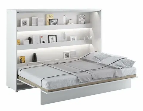 bez úložného prostoru Široká sklápěcí postel dvoulůžko MONTERASSO, 140x200, bílý mat