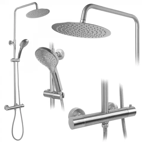 Sprchy a sprchové panely Sprchový set s termostatem Rea Vincent nikl - termostatická baterie, dešťová a ruční sprcha