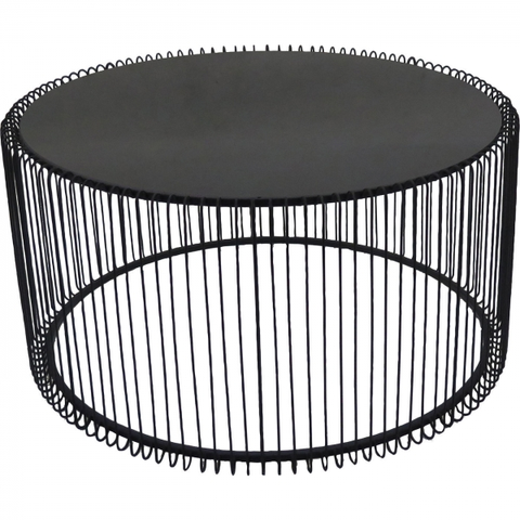 Konferenční stolky KARE Design Konferenční stolek Wire Uno - černý, Ø80 cm