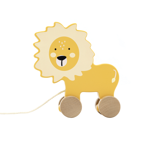Hračky TRYCO - Dřevěný tahací lvíček na šňůře