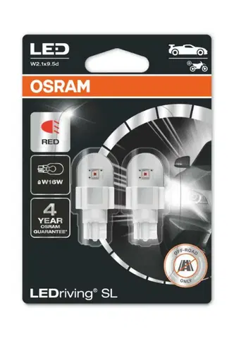 Autožárovky OSRAM LED W16W 921DRP-02B RED 12V 2W W2.1x9.5d PREMIUM