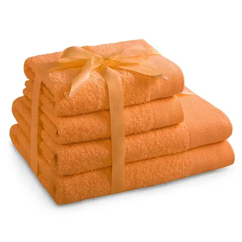 Ručníky Sada bavlněných ručníků AmeliaHome AMARI oranžová, velikost 2*70x140+2*50x100