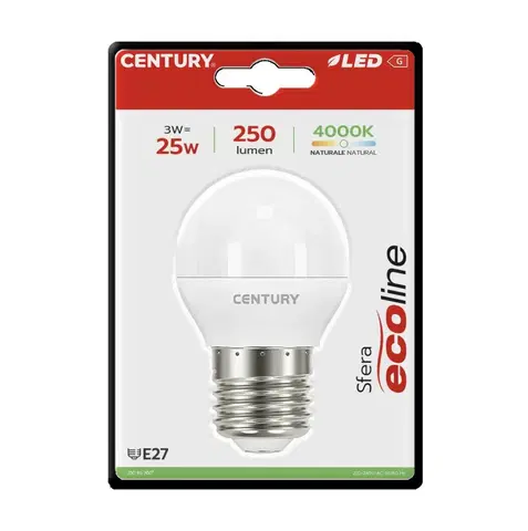 LED žárovky CENTURY LED ECOLINE MINI GLOBE 3W E27 4000K 220d