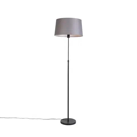 Stojaci lampy Stojací lampa černá s tmavě šedým plátěným odstínem 45 cm - Parte