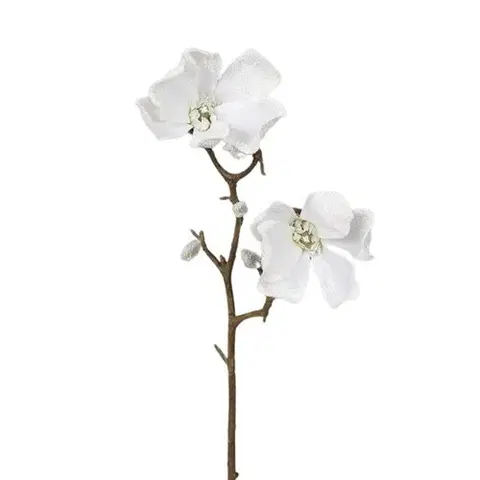 Květiny Umělá zasněžená Magnolie bílá, 49 cm