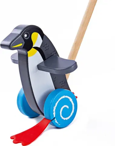 Dřevěné hračky Bigjigs Toys Dřevěný jezdící tučňák PENGUIN černý