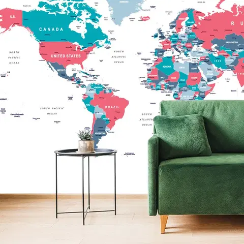 Tapety mapy Tapeta mapa světa s pastelovým nádechem