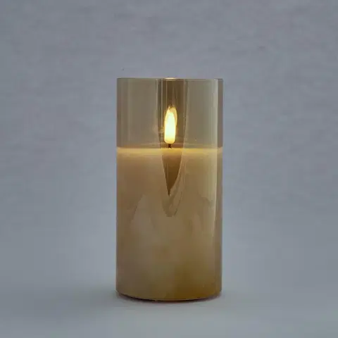 LED osvětlení na baterie DecoLED LED svíčka ve skle, 7,5 x 10 cm, zlatá