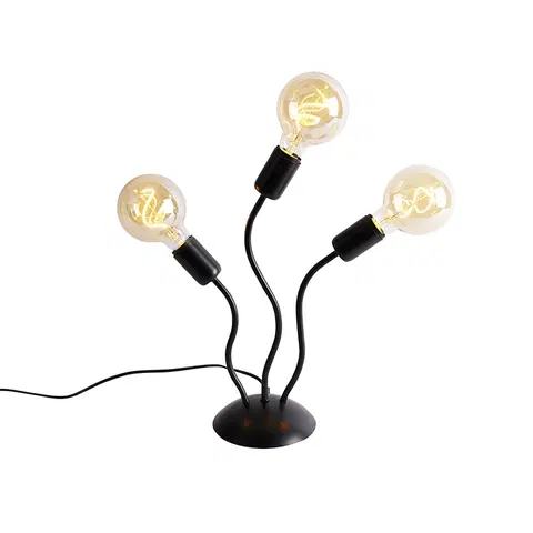 Stolni lampy Designová stolní lampa černá 3-světelná - Wimme