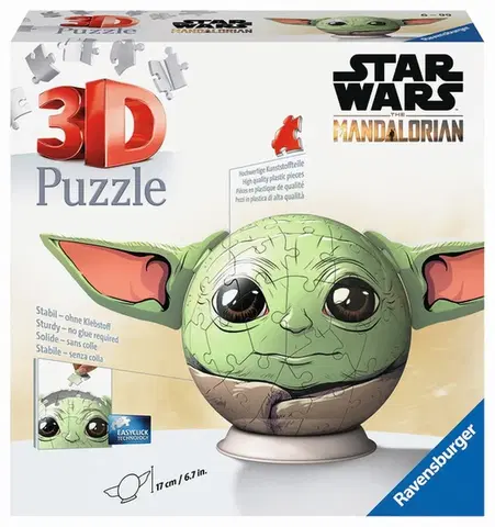 Hračky puzzle RAVENSBURGER - Puzzle-Ball Star Wars: Baby Yoda s ušima 72 dílků