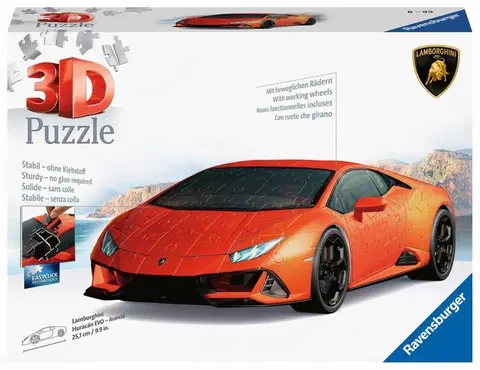 Hračky puzzle RAVENSBURGER - Lamborghini Huracán Evo oranžové 108 dílků