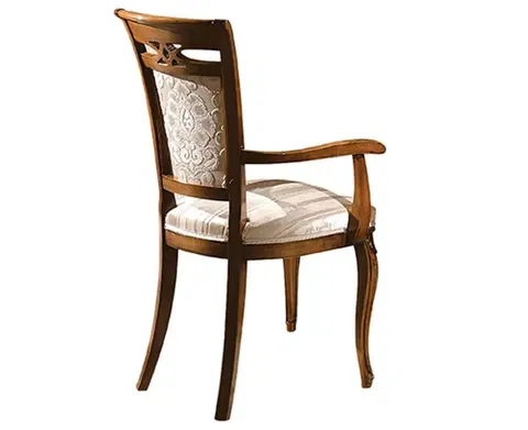 Luxusní jídelní židle Estila Luxusní rustikální čalouněná jídelní židle Pasiones z masivu s opěrkami na ruce 100cm