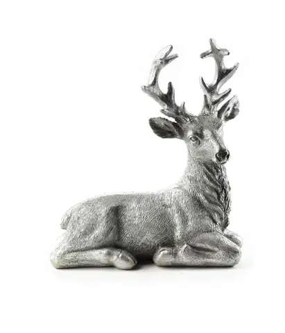 Vánoční dekorace Mondex Figurka ležící jelen SANTA LILA stříbrná