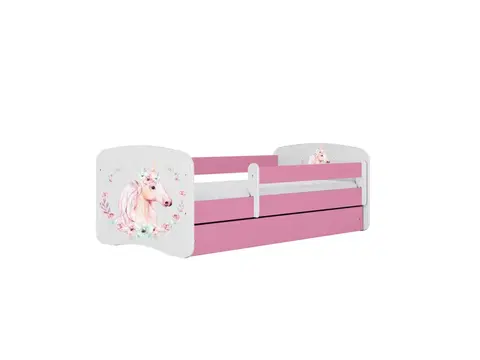 Dětské postýlky Kocot kids Dětská postel Babydreams kůň růžová, varianta 70x140, bez šuplíků, bez matrace