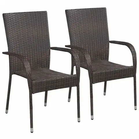 Zahradní křesla a židle Zahradní stohovatelné židle 2 ks polyratan Hnědá