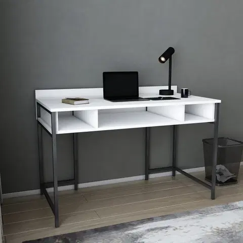Kancelářské a psací stoly Psací stůl ALMA černý bílý