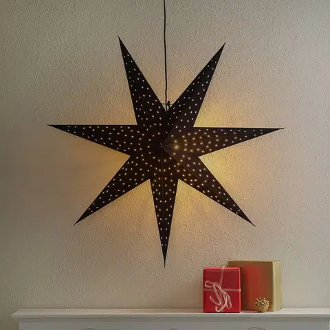 Vánoční světelná hvězda Markslöjd Hvězda Clara na zavěšení, sametový vzhled Ø 75 cm, černá
