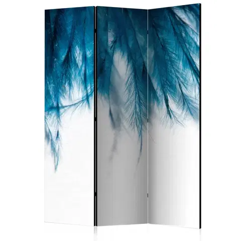 Paravány Paraván Sapphire Feathers Dekorhome 135x172 cm (3-dílný)