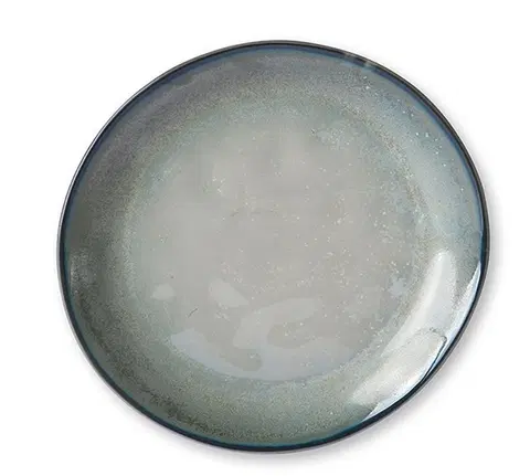 Talíře Tyrkysovo šedý ručně tvarovaný dezertní talíř Home Chef - 20*19*2,3cm    HKLIVING ACE6927