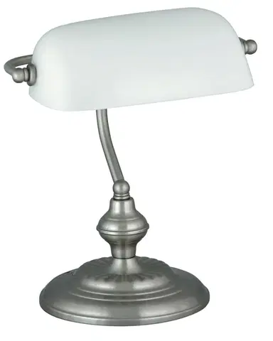 Retro stolní lampy Rabalux stolní lampa Bank E27 1x MAX 60W saténová chromová 4037