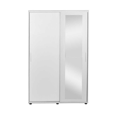 Botníky Botník JUNO s posuvnými dveřmi a zrcadlem, bílá