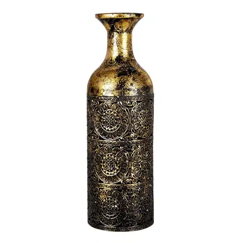Dekorativní vázy Zlatá dekorační váza s patinou se vzorem Joslin - Ø 12*39 cm Clayre & Eef 6Y4497S