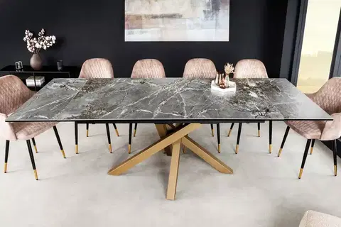 Jídelní stoly LuxD Roztahovací keramický stůl Paquita 180-220-260 cm šedý mramor