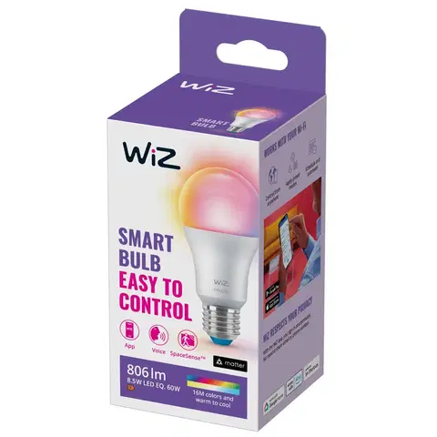 Chytré žárovky WiZ WiZ A60 LED žárovka matná WiFi E27 8,5W RGBW