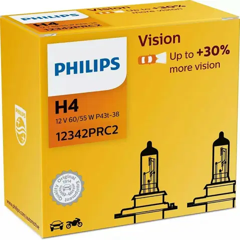 Autožárovky Philips H4 12V 60/55W P43t Vision +30% 2ks 12342PRC2