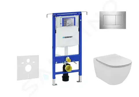 WC sedátka GEBERIT Duofix Modul pro závěsné WC s tlačítkem Sigma30, lesklý chrom/chrom mat + Ideal Standard Tesi WC a sedátko, Aquablade, SoftClose 111.355.00.5 NU6