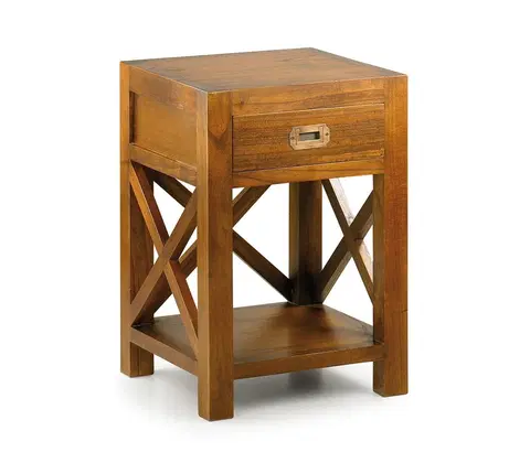 Designové a luxusní noční stolky Estila Masivní stylový noční stolek Star ze dřeva Mindi hnědé barvy se zásuvkou 60cm