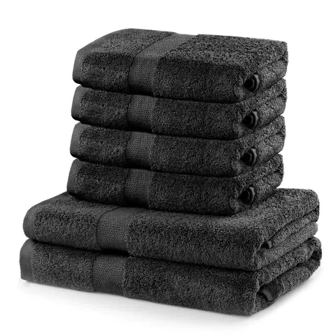 Ručníky Sada 2 osušek a 4 ručníků DecoKing Ginna tmavě šedé, velikost 2*70x140+4*50x100
