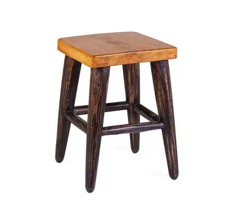 Stylové a luxusní taburety Estila Stylová dřevěná taburetka Kendy z masivu v hnědé barvě 45 cm