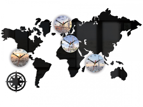 Nalepovací hodiny ModernClock 3D nalepovací hodiny World map černá