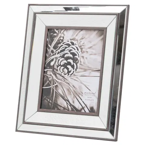 Stylové a designové fotorámečky Estila Art-deco zrcadlový fotorámeček Belfry s dřevěným okrajem 8x10