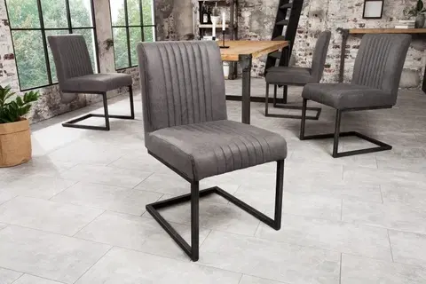 Luxusní jídelní židle Estila Designové křeslo Inspirativní šedá III