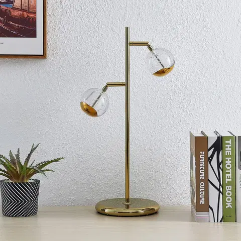 Stolní lampy Lucande Lucande Kilio LED stolní lampa, stmívatelná, zlatá