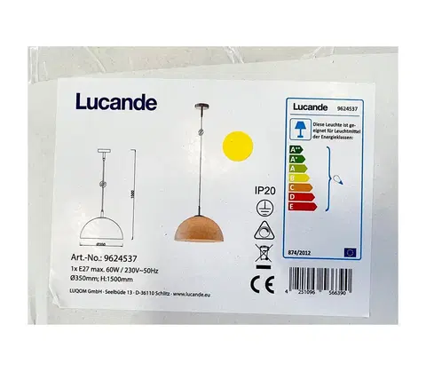 Svítidla Lucande Lucande - Lustr na lanku LOURENCO 1xE27/60W/230V 