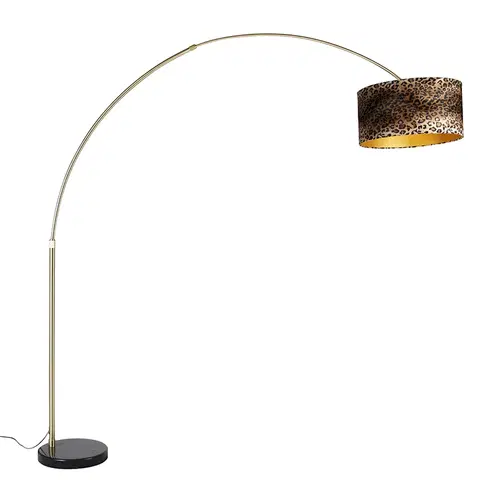 Obloukove lampy Moderní oblouková lampa mosazný černý mramorový odstín leopard 50 cm -XXL