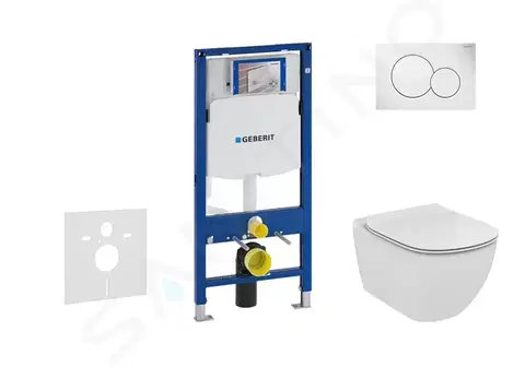 Záchody GEBERIT Duofix Set předstěnové instalace, klozetu a sedátka Ideal Standard Tesi, tlačítka Sigma01, Aquablade, SoftClose, alpská bílá 111.300.00.5 NU1